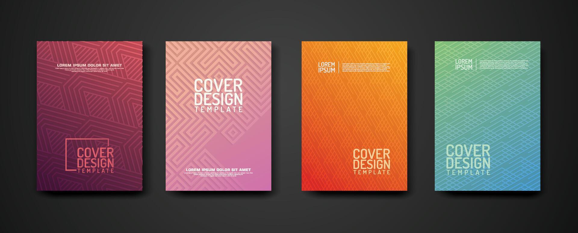 set cover Design template  with geometric lines textured pattern background and dynamic gradation color vector