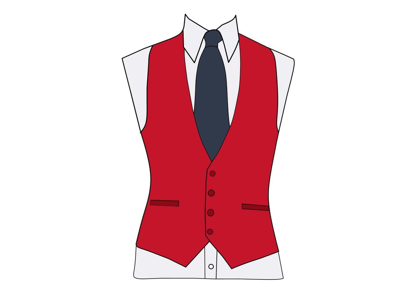 Vector illustration of a red vest and white T-shirt. The theme is the background themed fashion entrepreneur clothing and work.