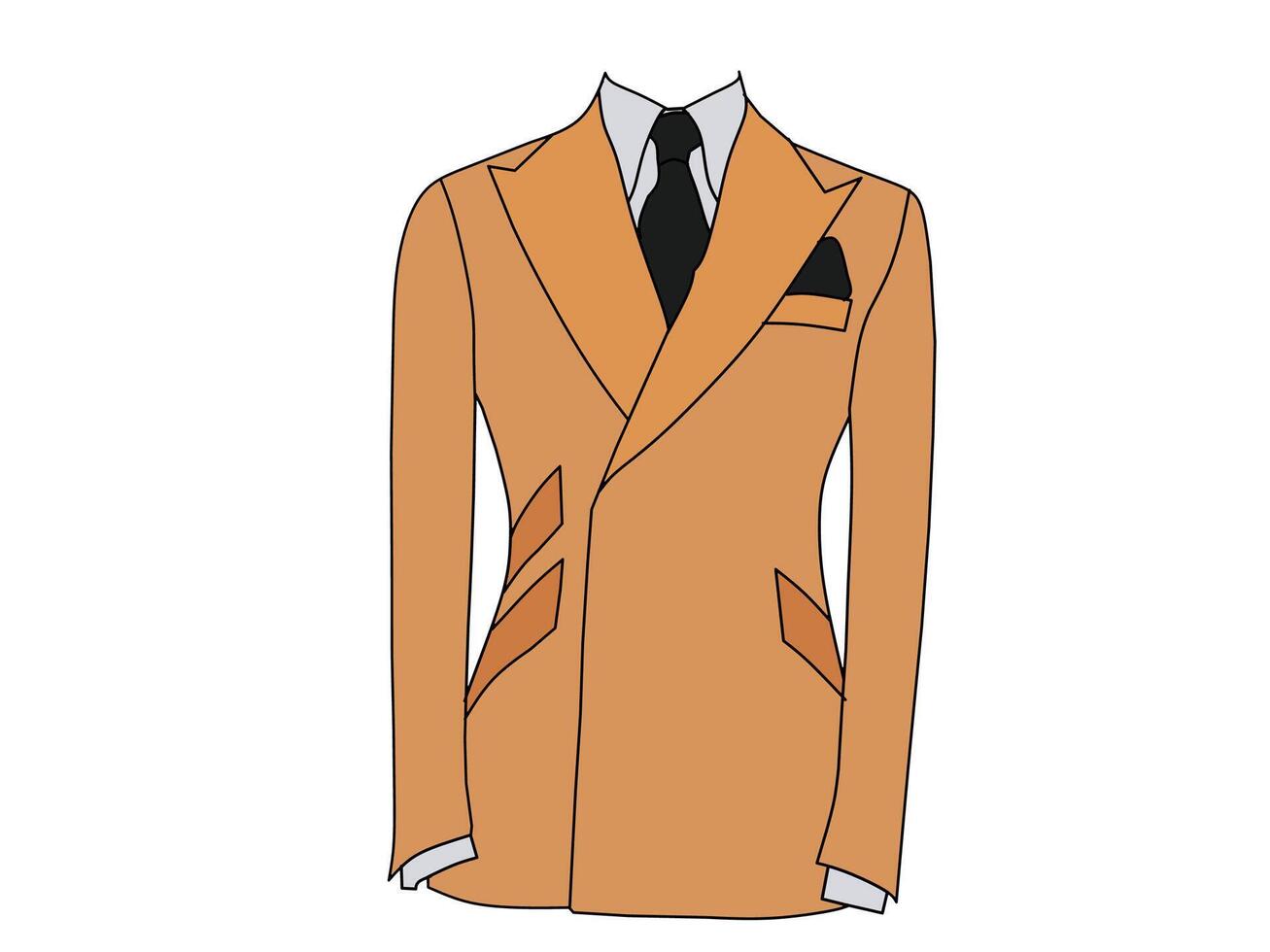 Vector illustration of a light orange Tuxedo suit. The theme is the background themed fashion entrepreneur clothing and work.