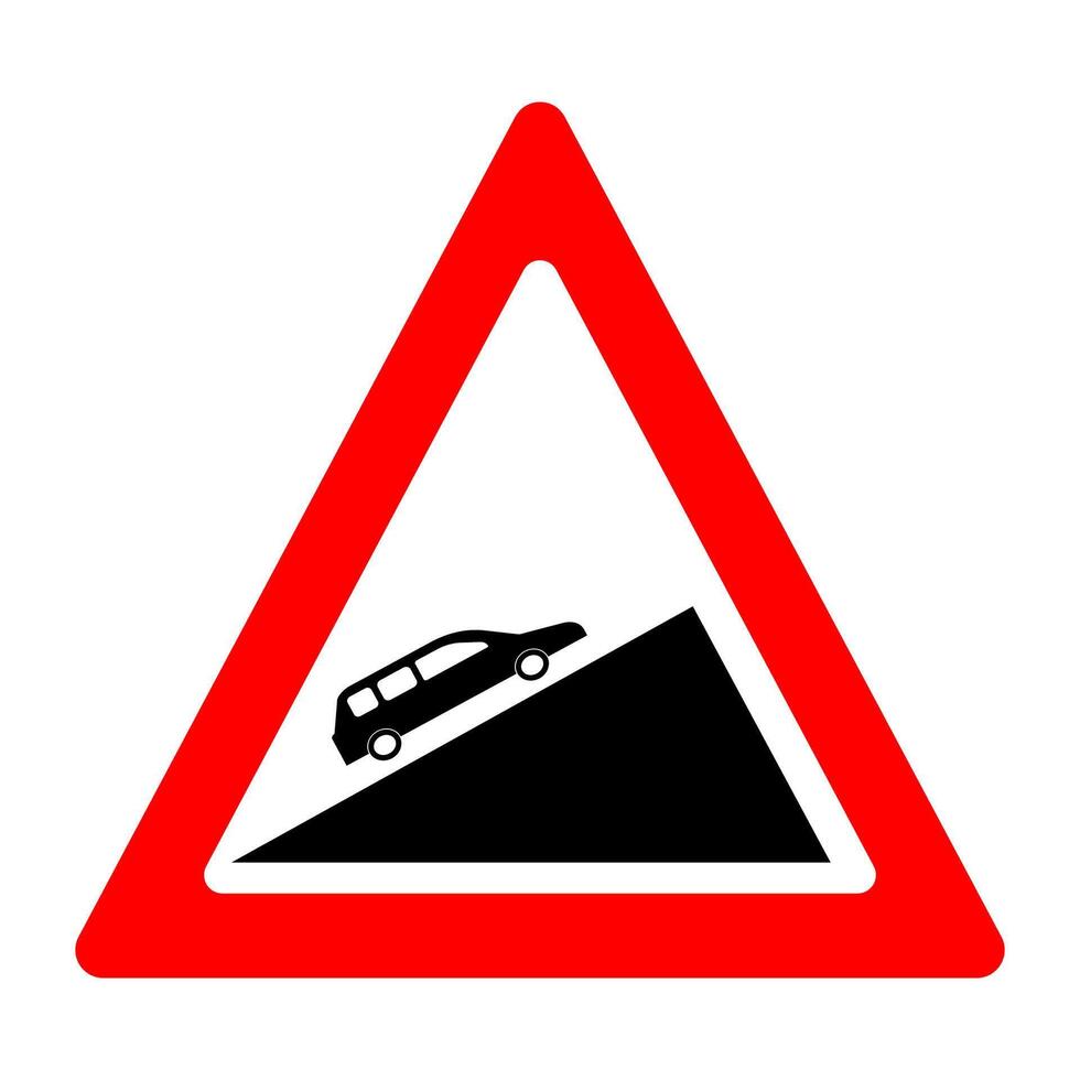 Steep ascent sign. Vector design.