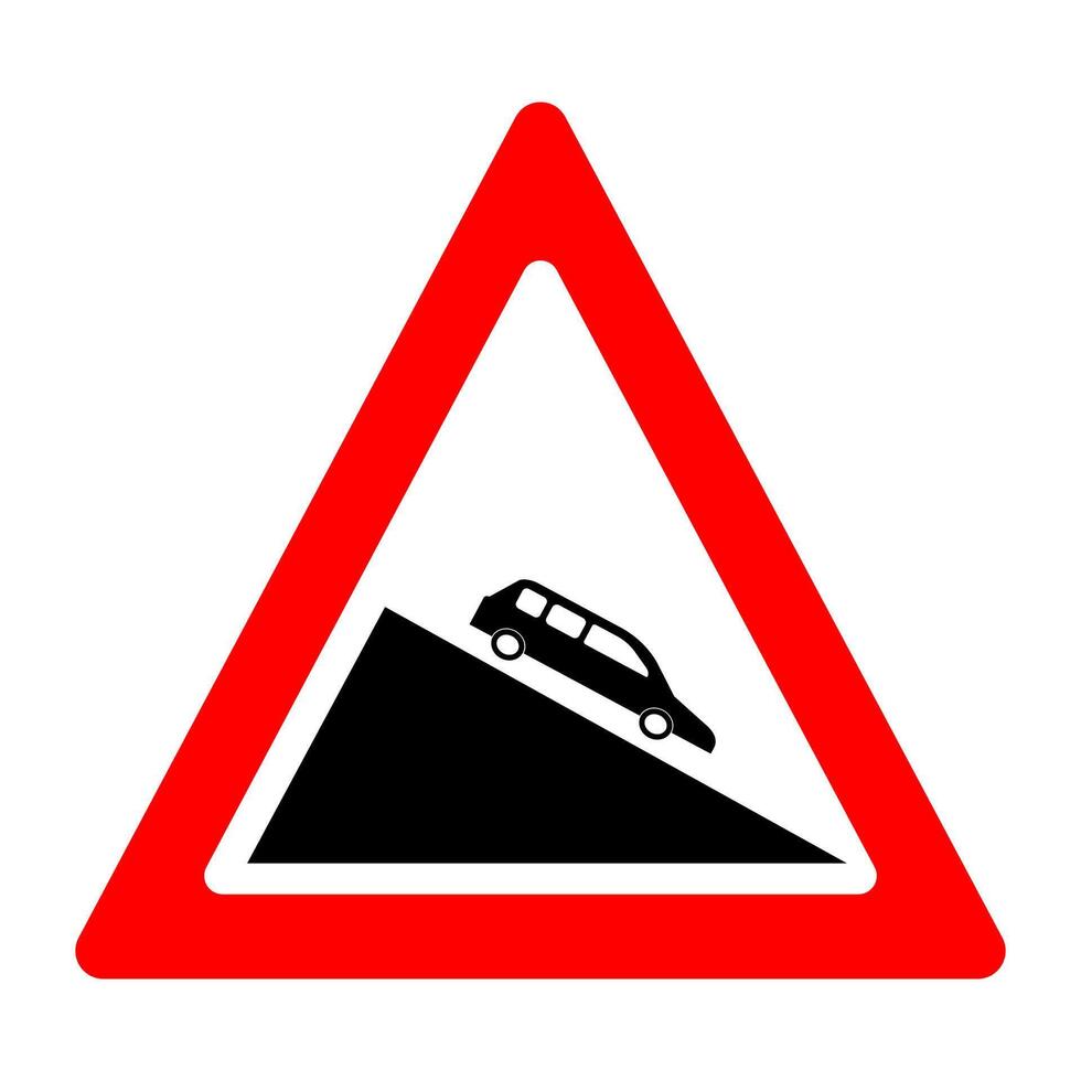 Steep descent sign. Vector design.