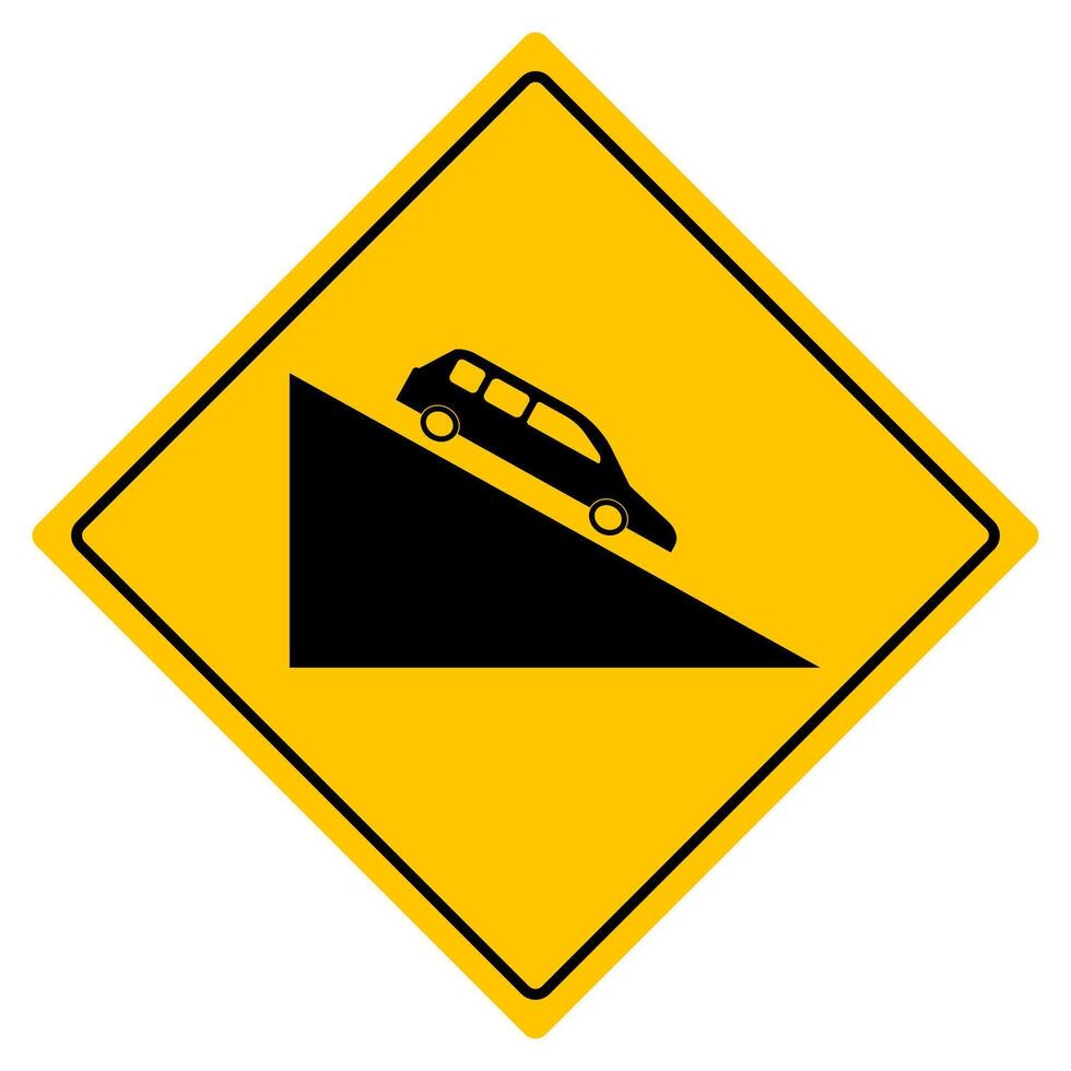 Steep descent sign. Vector design.