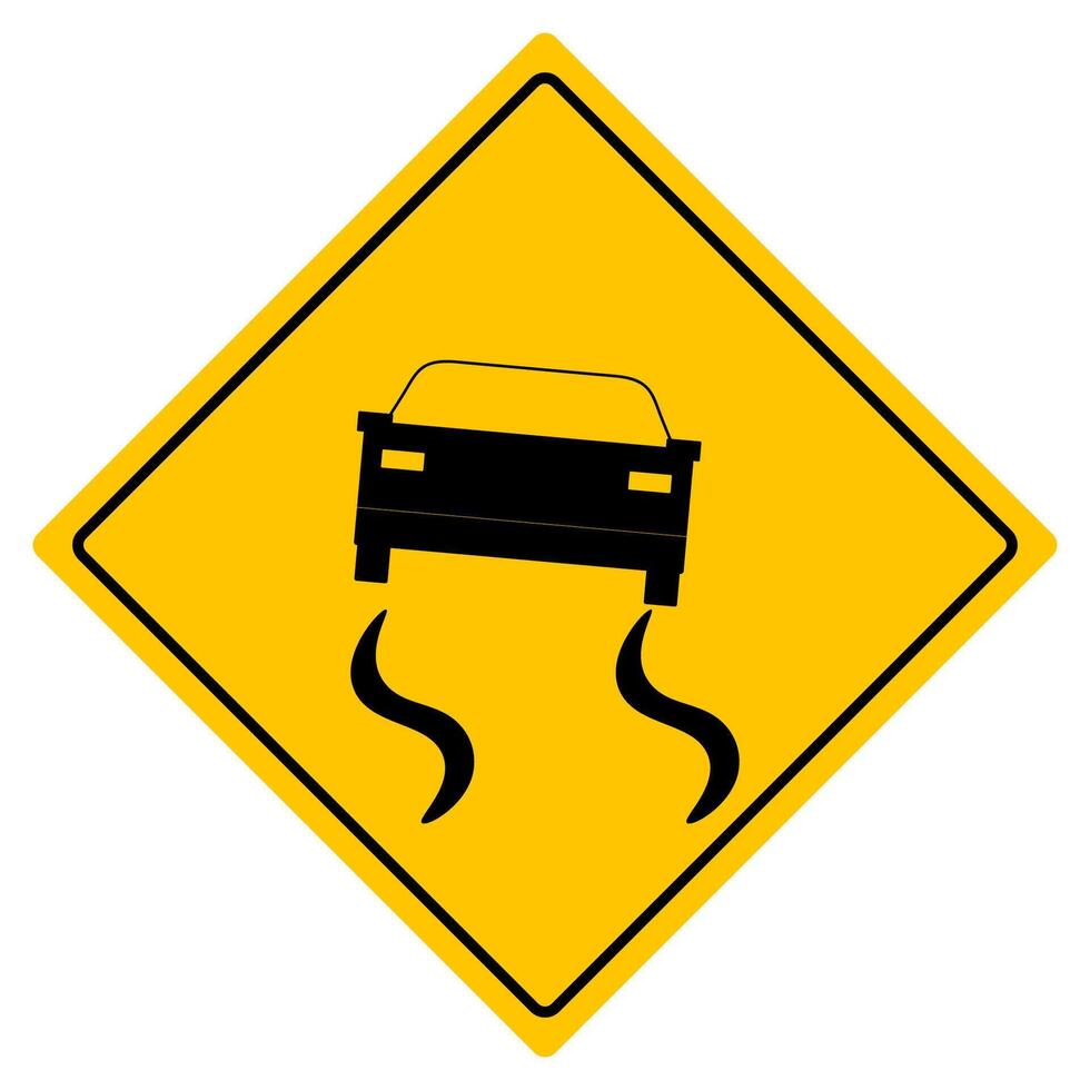 Slippery road sign. Vector design.