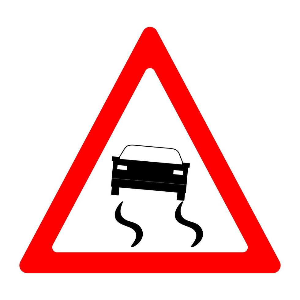 Slippery road sign. Vector design.