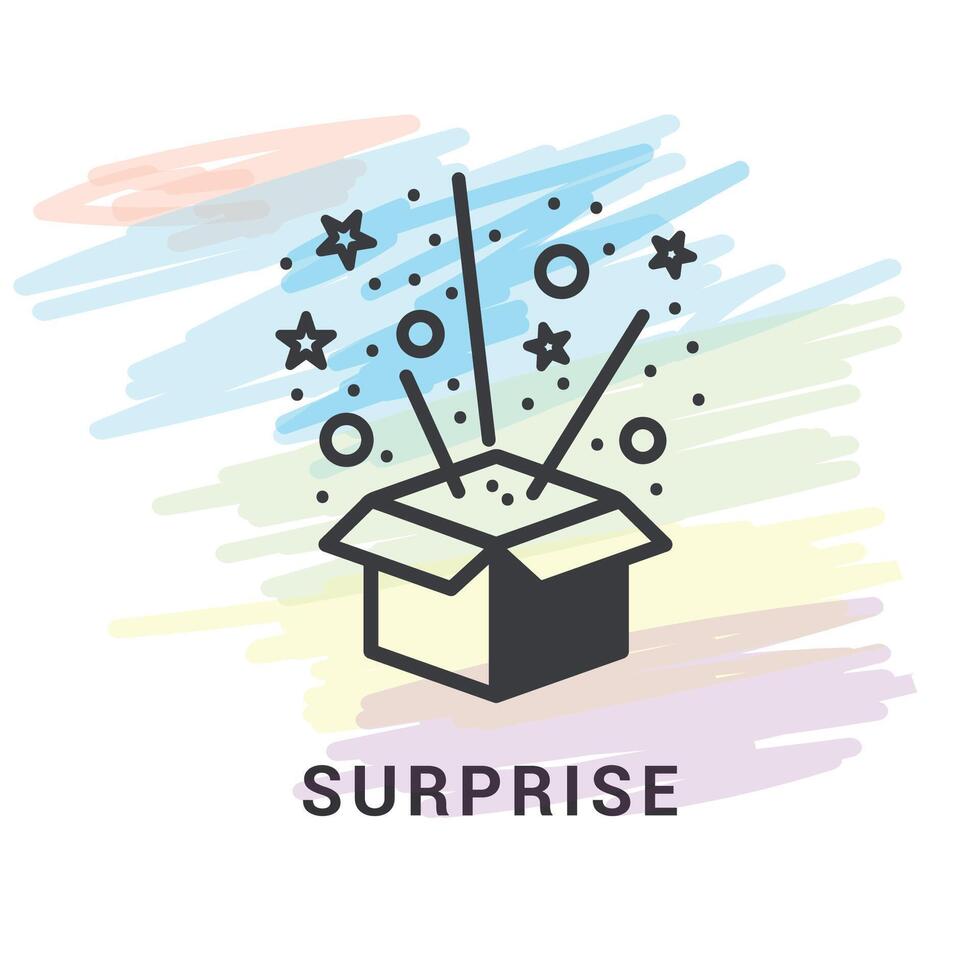 vector surprise box symbol flat design.