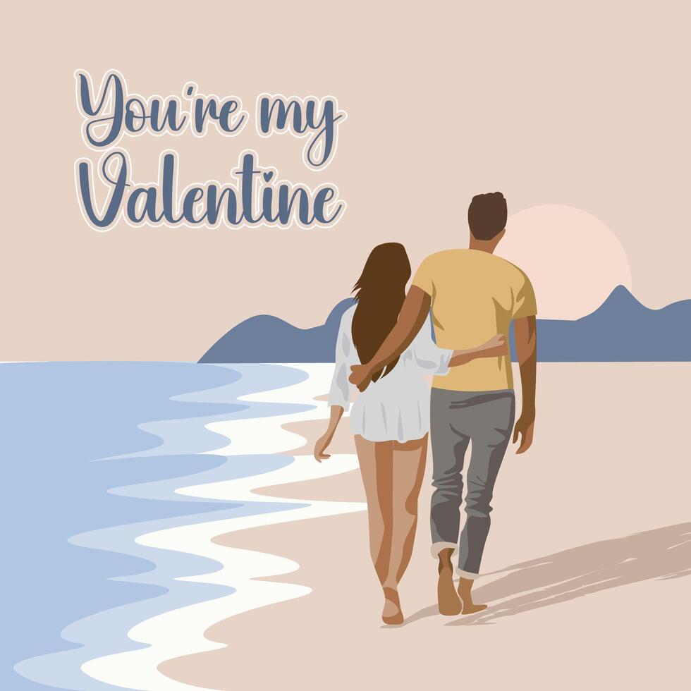 Happy Valentine's Day Couple in Nature Social Media Post Template vector