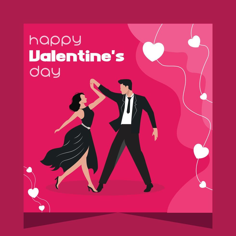 Modern Vector Happy Valentine's Day Couple Dance Social Media Post