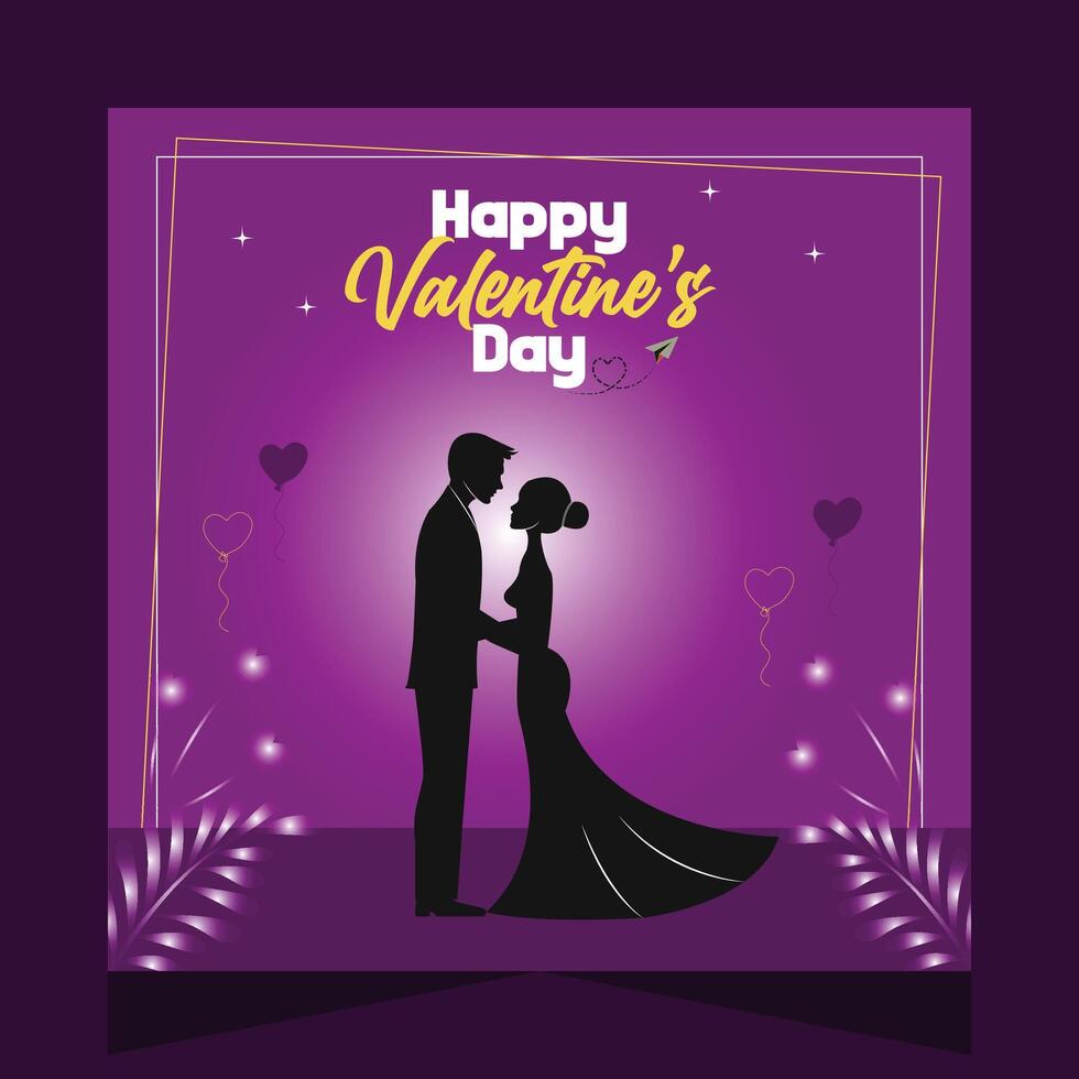 Modern Vector Happy Valentine's Day Couple Dance Social Media Post