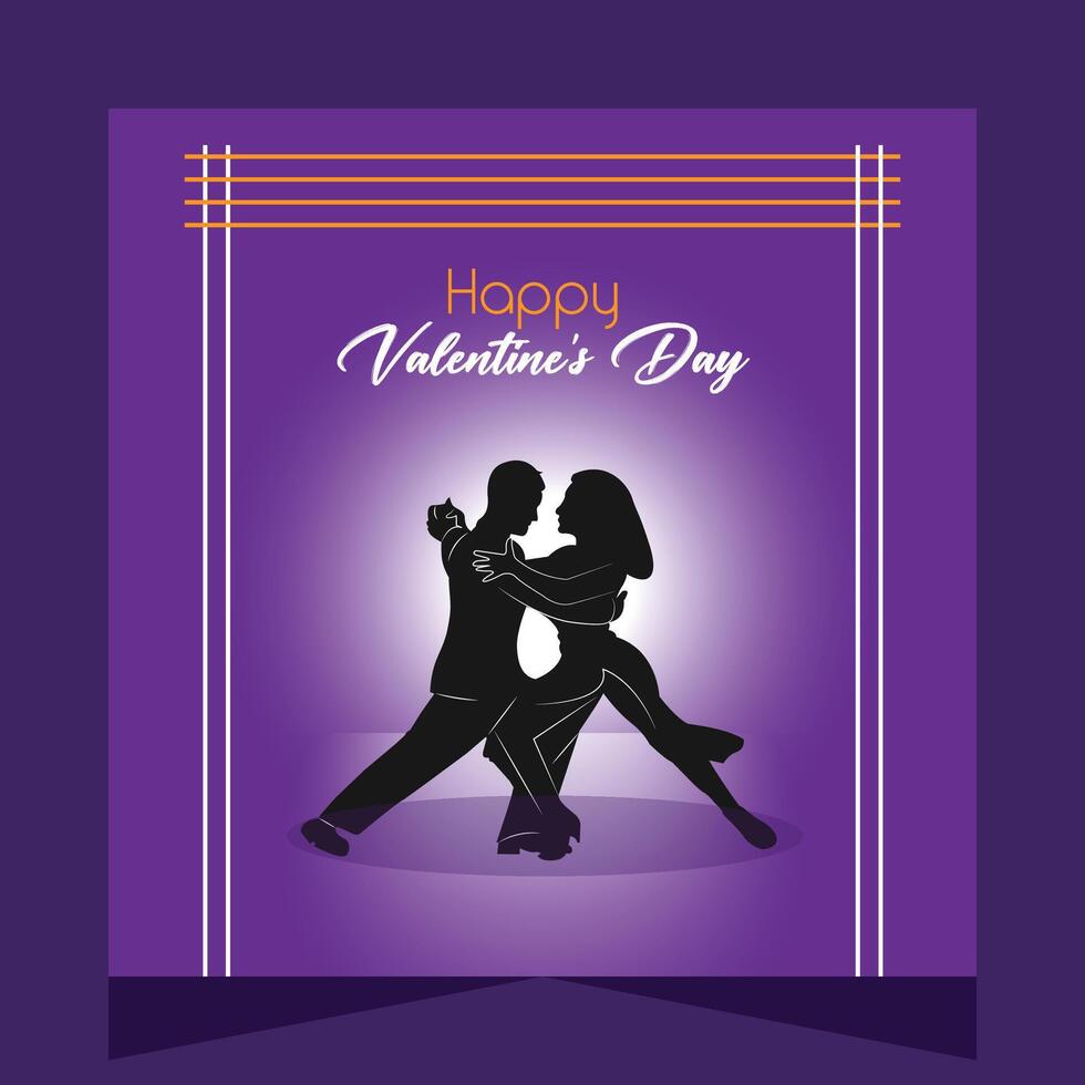 Happy Valentine's Day Romantic Couple Party in Moon Background vector