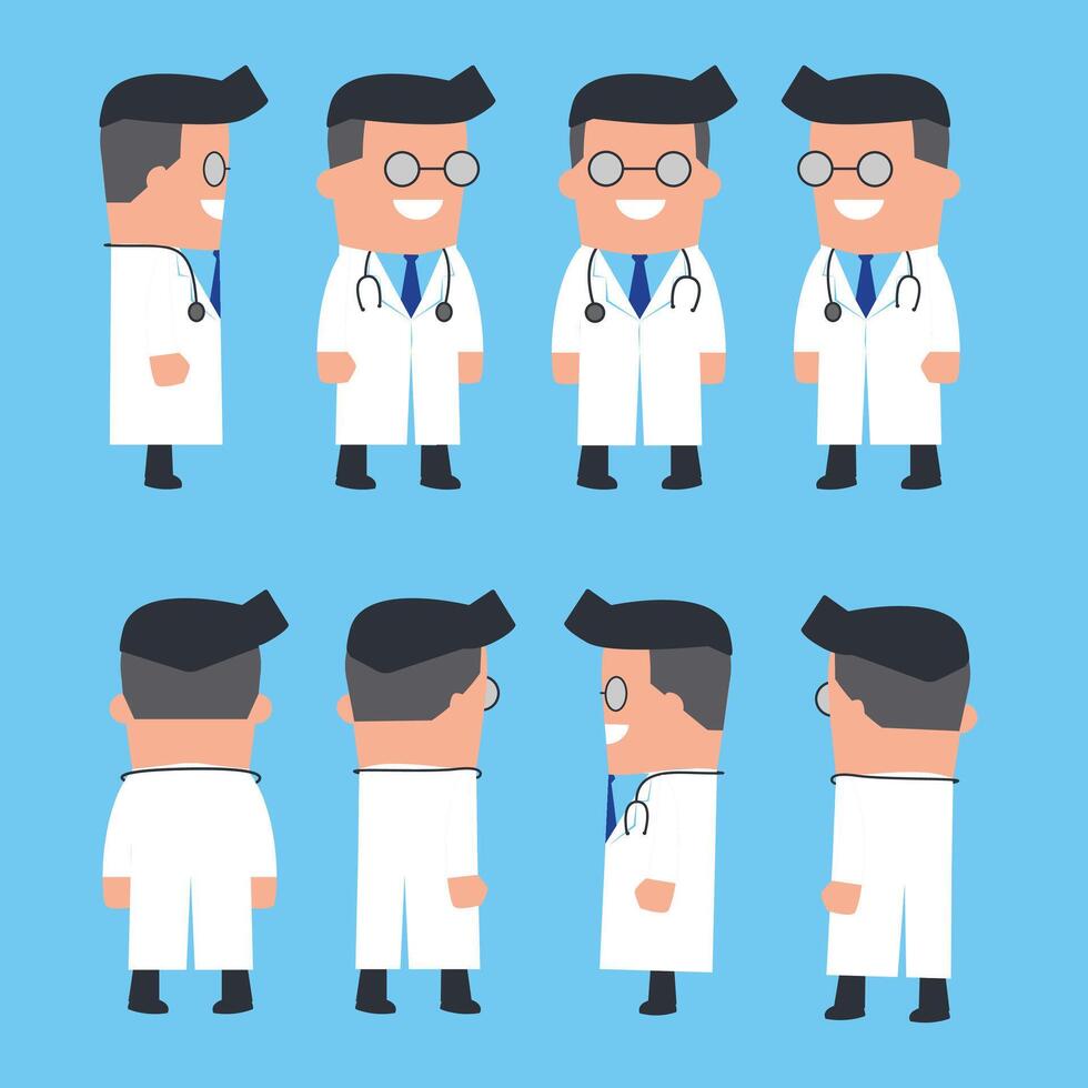 Flat design vector of a male doctor character