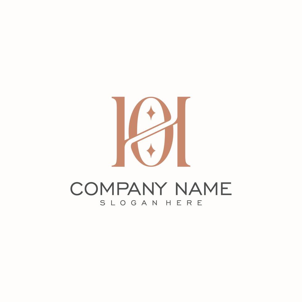 Luxury initial HO or OH monogram text letter logo design vector