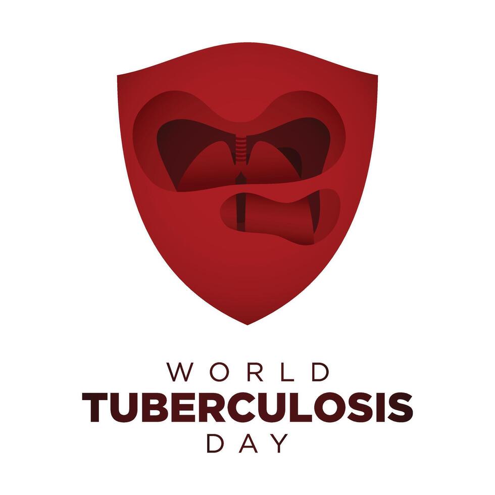 World Tuberculosis Day with shield paper cut design style vector