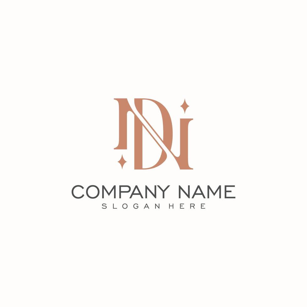 Luxury initial ND or DN monogram text letter logo design vector