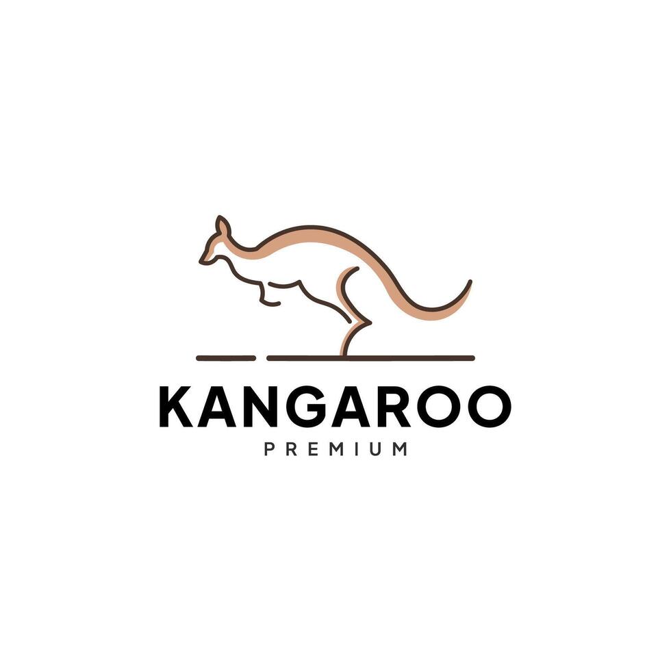 Jumping kangaroo line style logo template vector