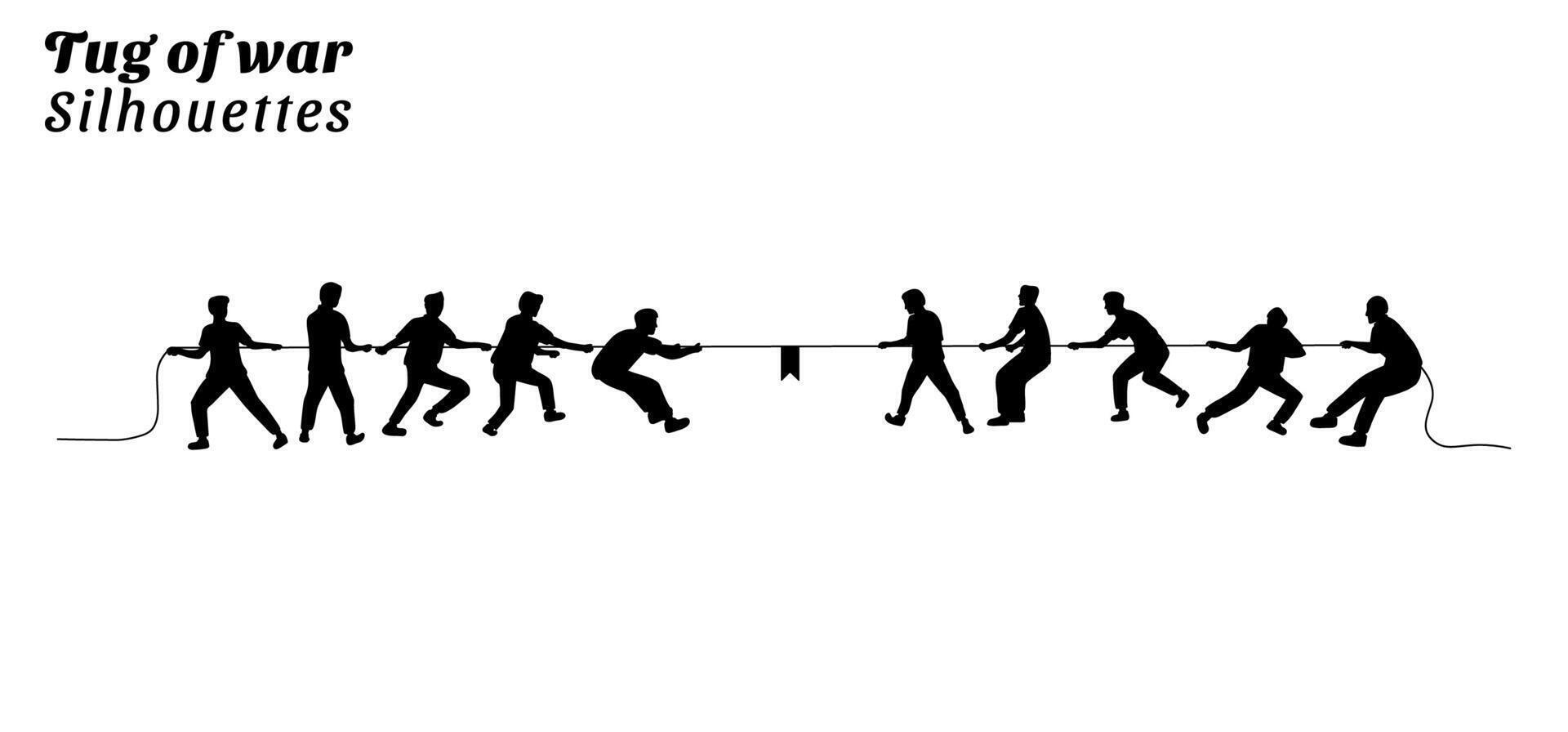 Silhouette illustration of tug of war vector