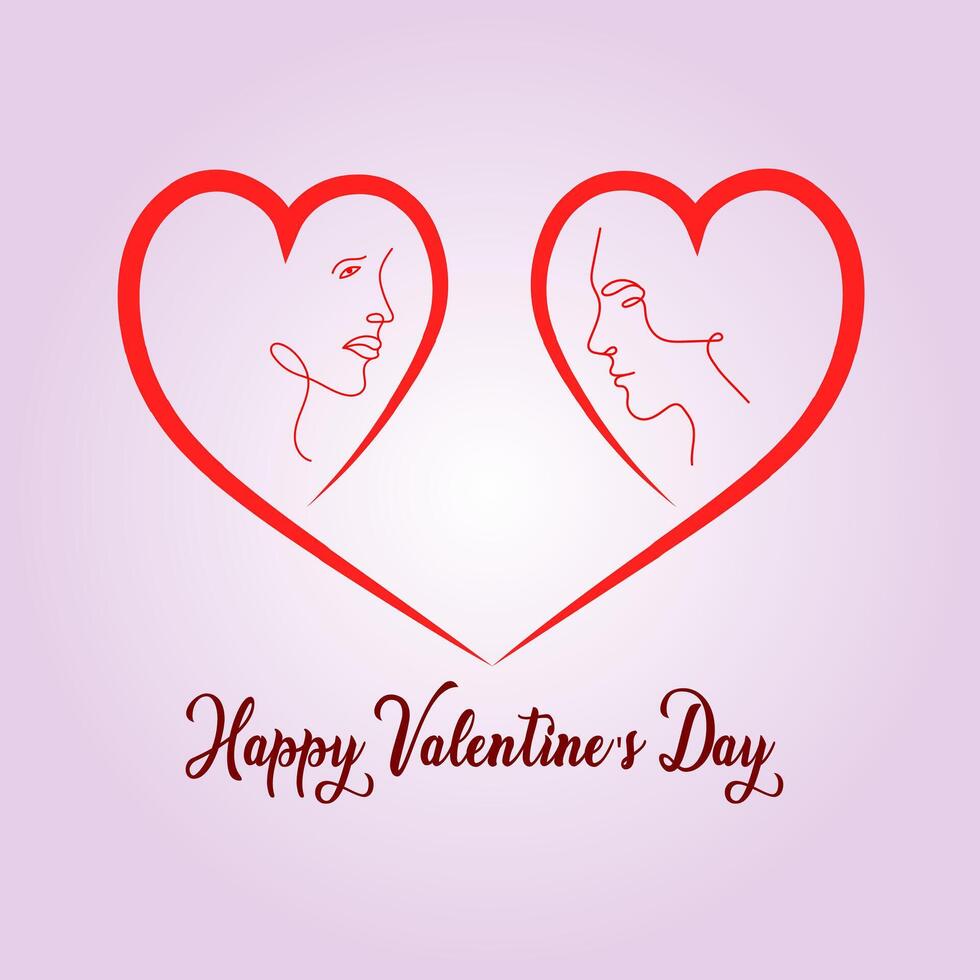 Happy Valentines Day, valentine's day concept for greeting card, celebration, ads, branding, cover, label, sales. Valentine's Day Minimal Heart Design Card. vector