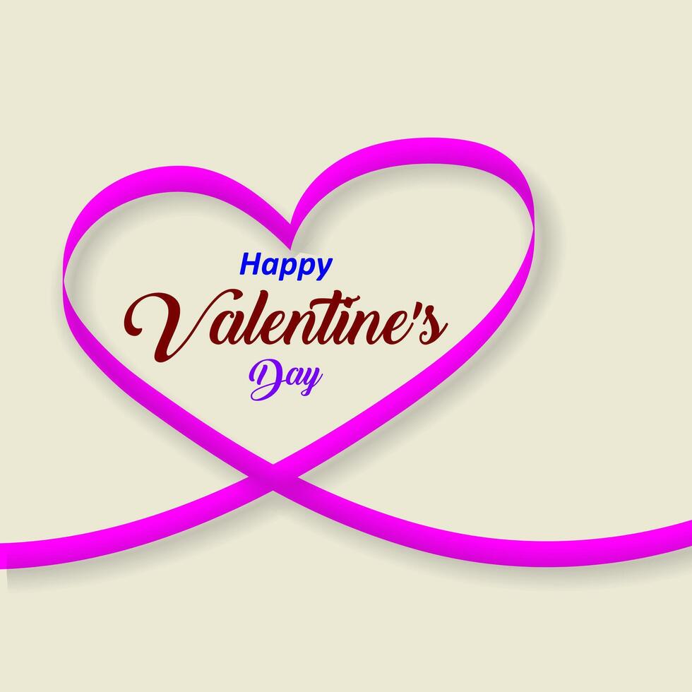 Happy Valentines Day, valentine's day concept for greeting card, celebration, ads, branding, cover, label, sales. Valentine's Day Minimal Heart Design Card. vector