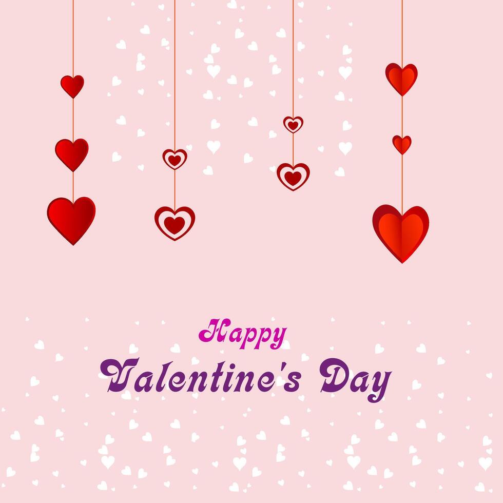 Happy Valentines Day concept for greeting card, celebration, ads, branding, cover, label, sales. Valentine's Day Minimal Heart Design Card. vector