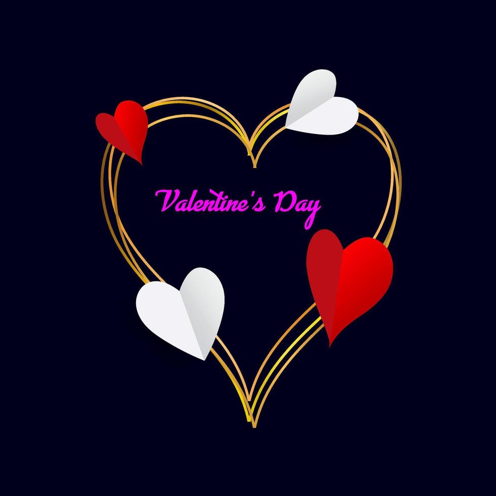 Happy Valentines Day concept for greeting card, celebration, ads, branding, cover, label, sales. Valentine's Day Minimal Heart Design Card. vector