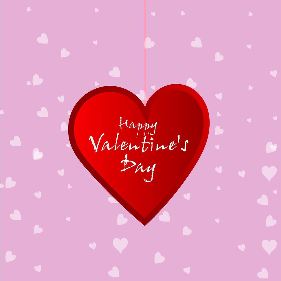 Happy Valentines Day concept for greeting card, celebration, ads, branding, cover, label, sales. Valentine's Day Minimal Heart Design Card. vector