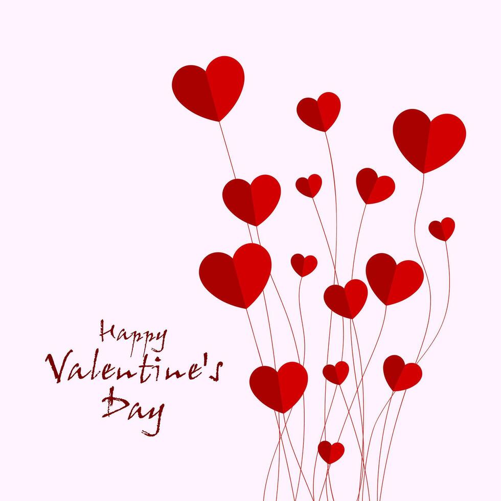 Happy Valentines Day concept for greeting card, celebration, ads, branding, cover, label, sales. Valentine's Day Minimal Heart Design Card. vector
