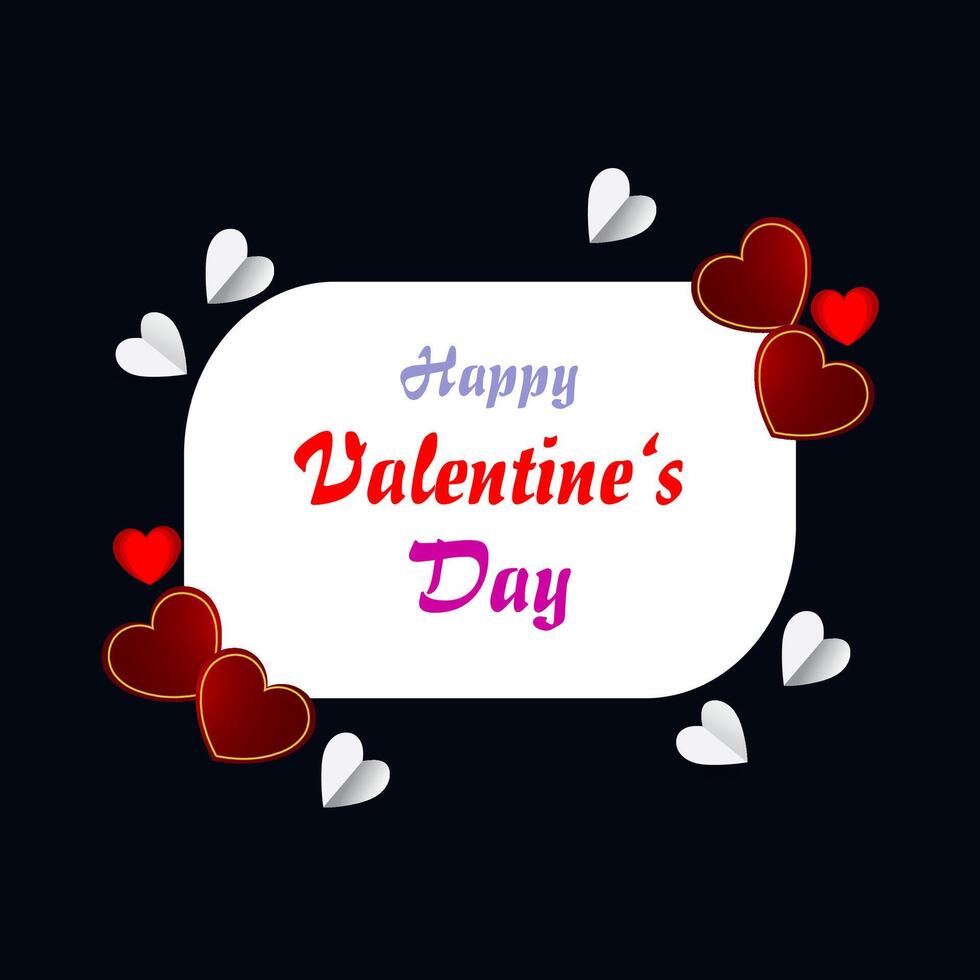 Happy Valentines Day concept for greeting card, celebration, ads, branding, cover, label, sales. Valentine's Day Minimal Heart Design Card. vector