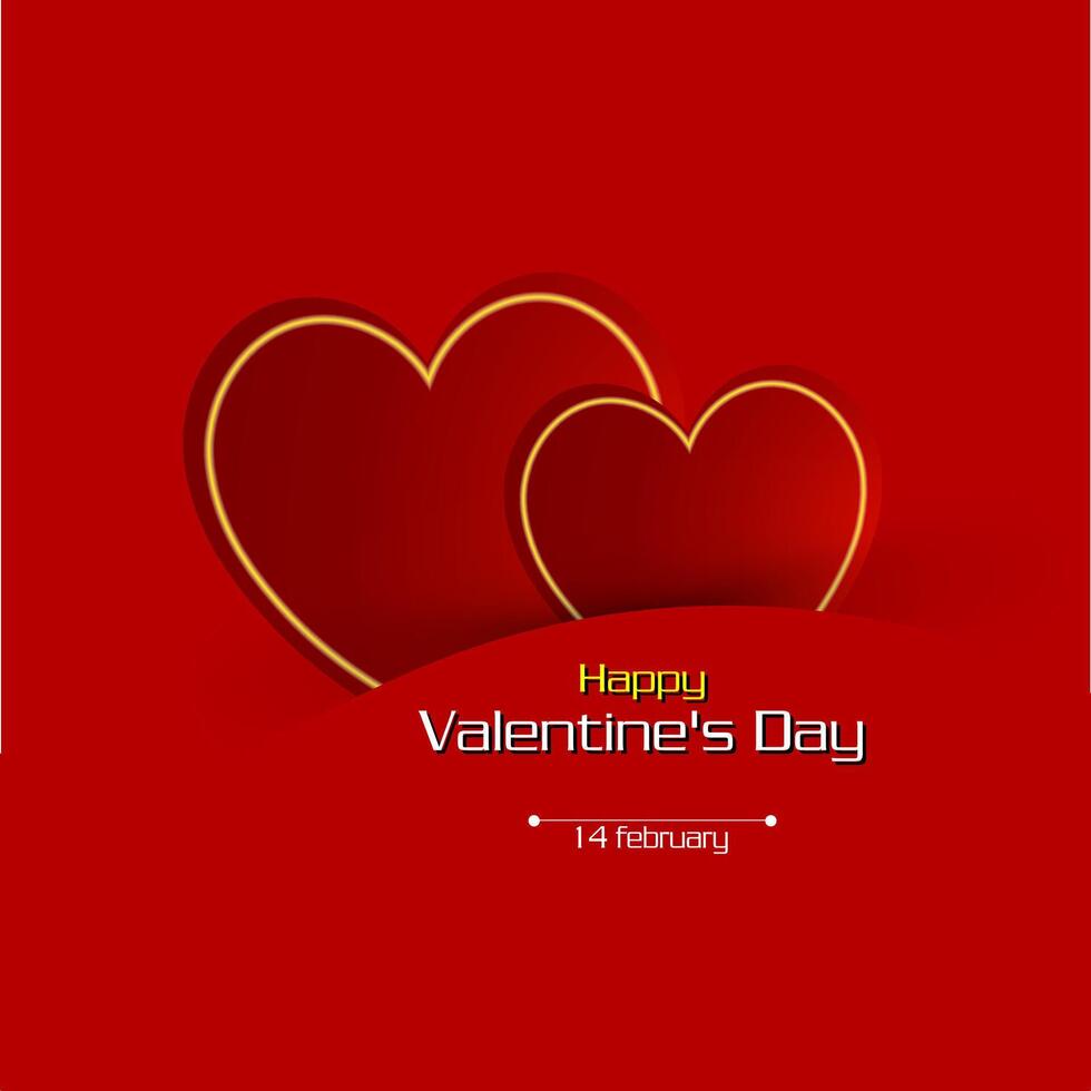 Happy Valentines Day concept for greeting card, celebration, ads, branding, cover, label, sales. Valentine's Day Minimal Heart Design Card. vector