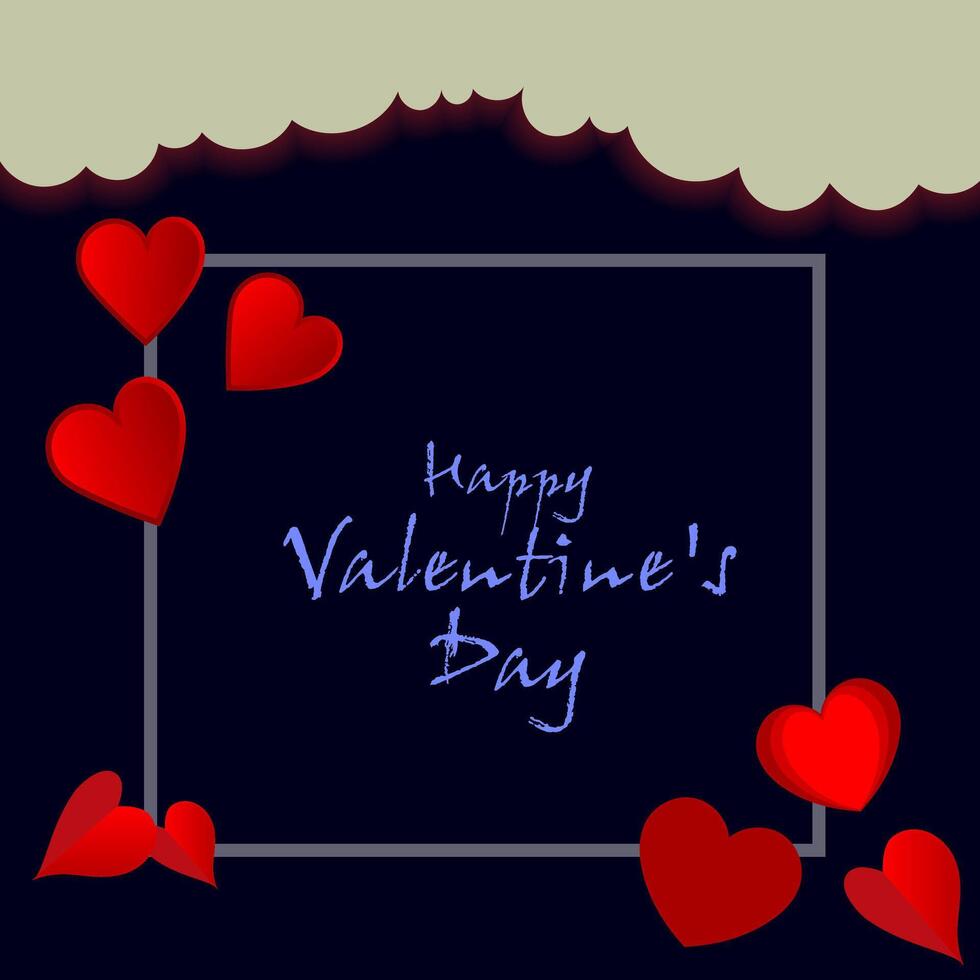 Happy Valentines Day concept for greeting card, celebration, ads, branding, cover, label, sales. Valentine's Day Minimal Heart Design Card. vector