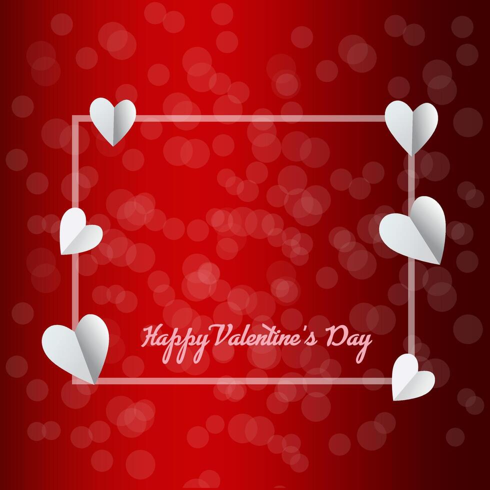 Happy Valentines Day concept for greeting card, celebration, ads, branding, cover, label, sales. Valentine's Day Minimal Heart Design Card. vector