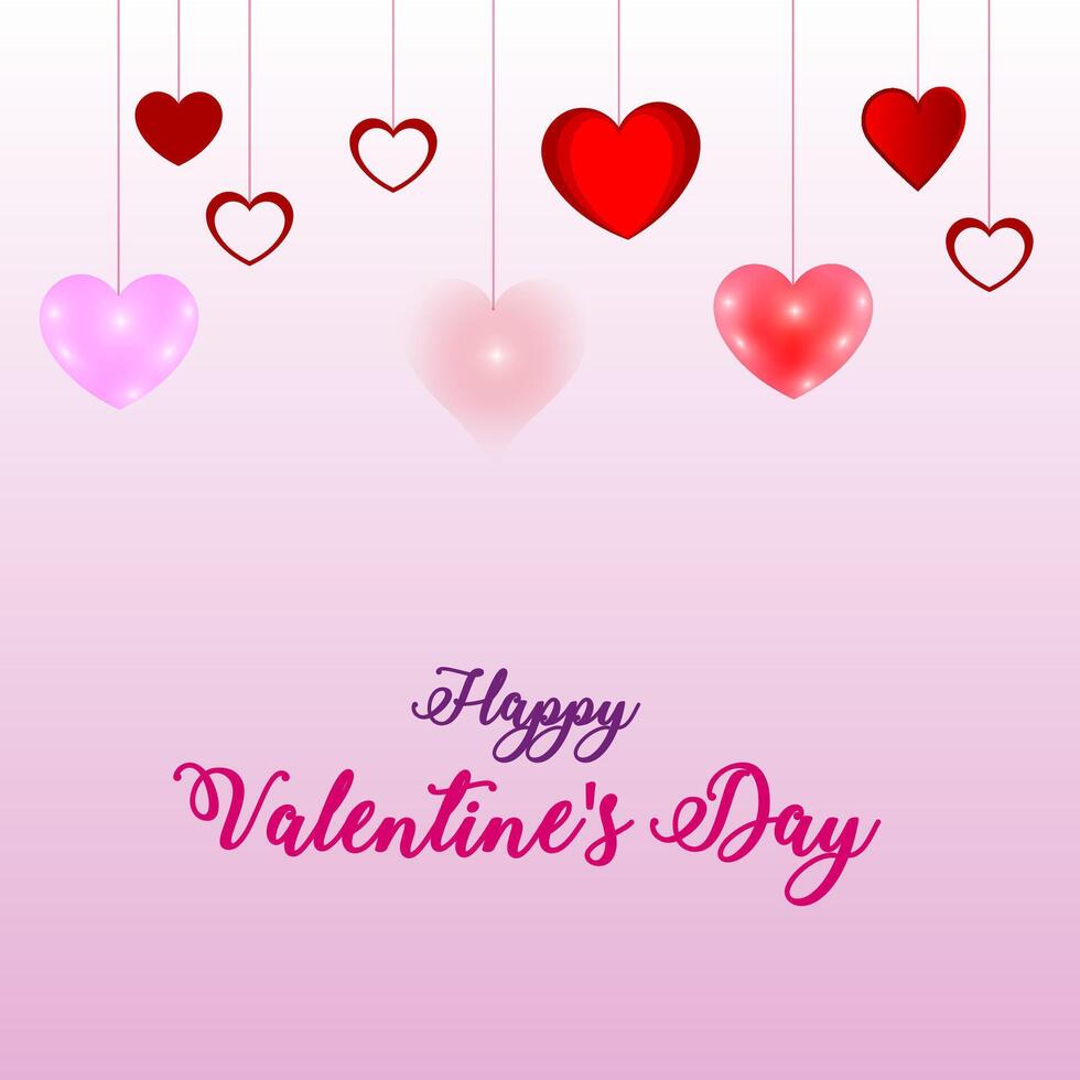 Happy Valentines Day concept for greeting card, celebration, ads, branding, cover, label, sales. Valentine's Day Minimal Heart Design Card. vector