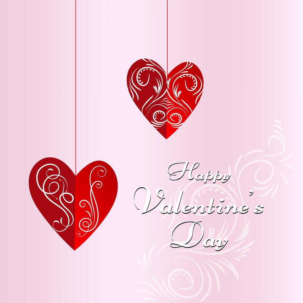 Happy Valentines Day concept for greeting card, celebration, ads, branding, cover, label, sales. Valentine's Day Minimal Heart Design Card. vector