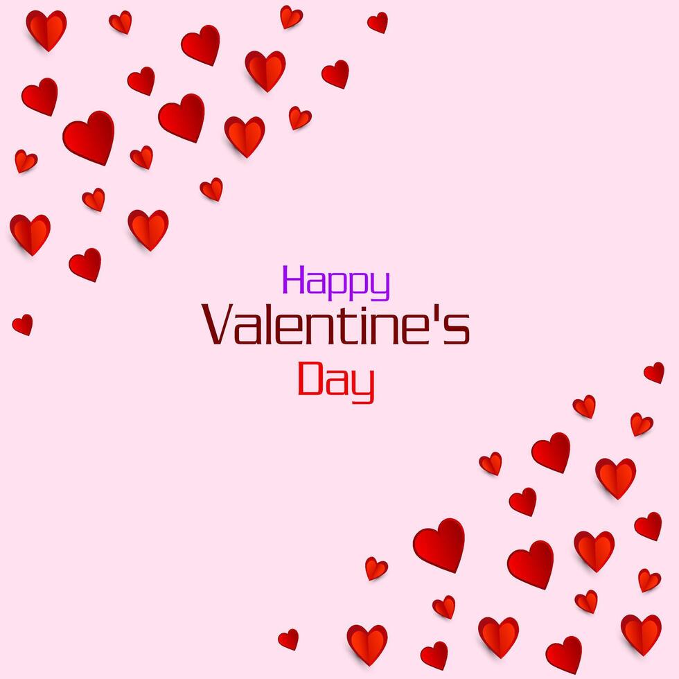 Happy Valentines Day concept for greeting card, celebration, ads, branding, cover, label, sales. Valentine's Day Minimal Heart Design Card. vector