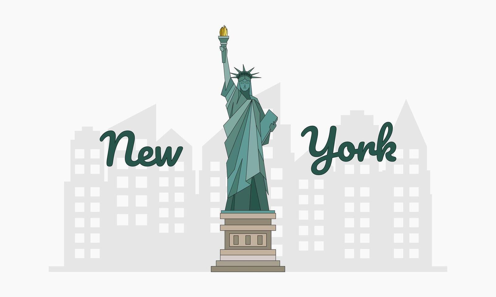 The Statue of Liberty flat illustration. New York city. Vector illustration.