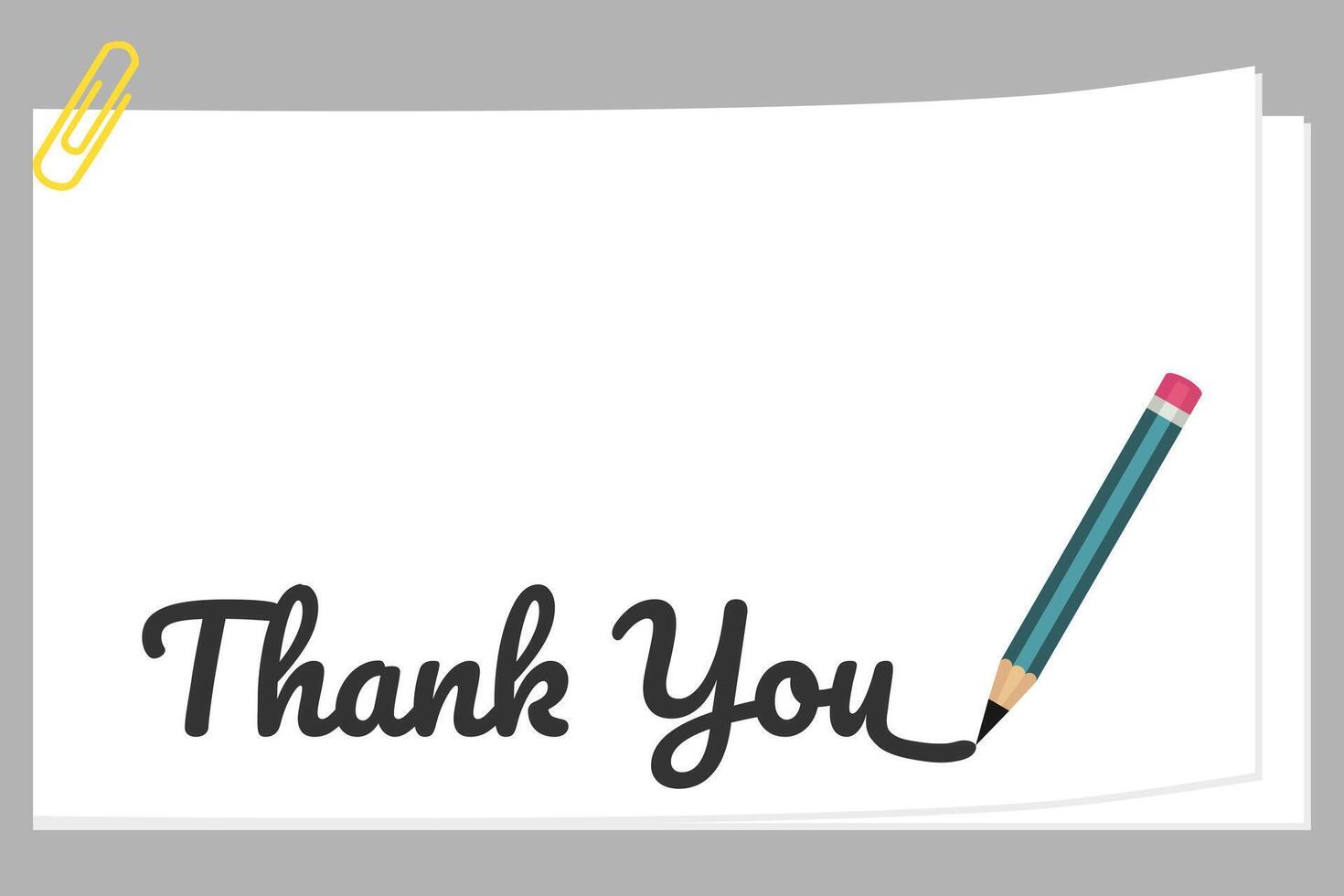 Pencil writing thank you on paper. Vector illustration.