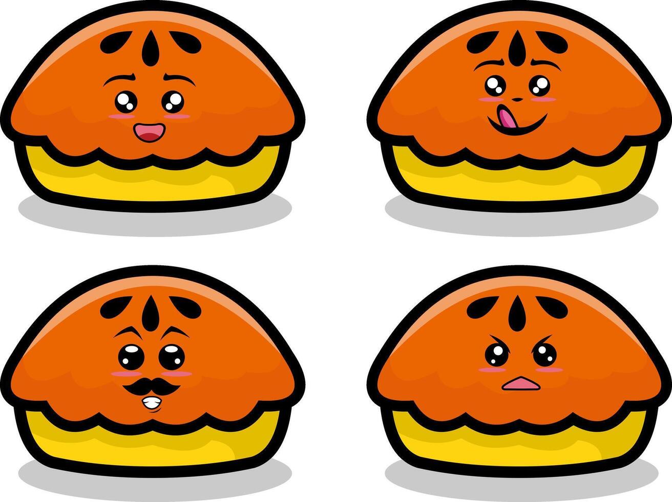 Collection of cute emoticon emoji. Doodle cartoon vector