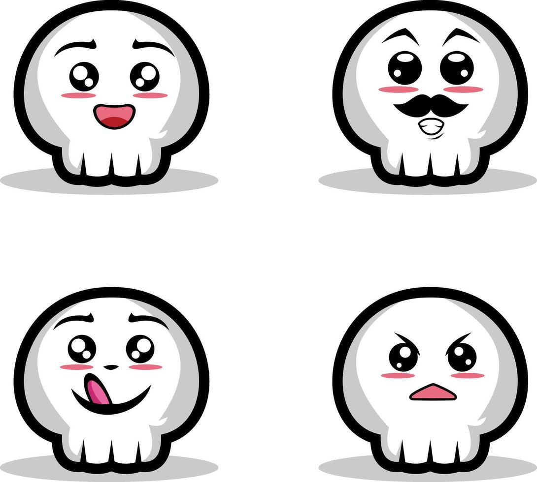 Collection of cute emoticon emoji. Doodle cartoon vector