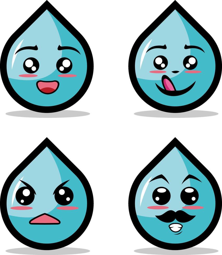 Collection of cute emoticon emoji. Doodle cartoon vector