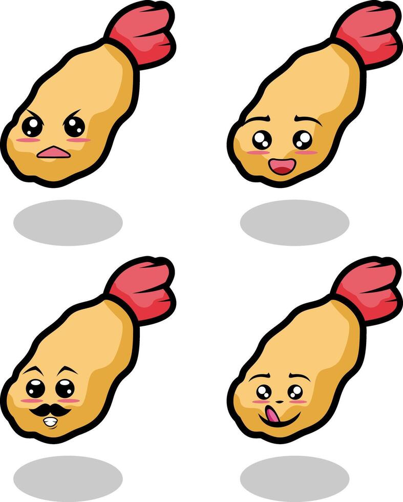 Collection of cute emoticon emoji. Doodle cartoon vector