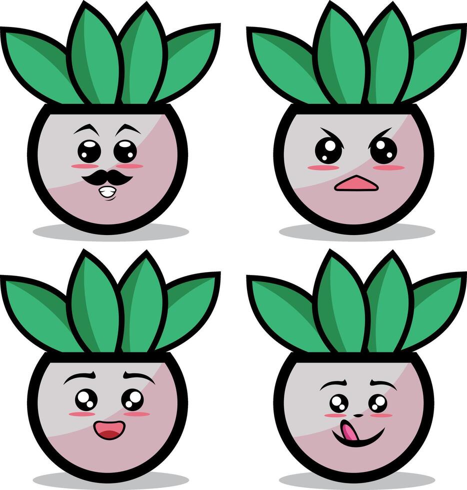 Collection of cute emoticon emoji. Doodle cartoon vector