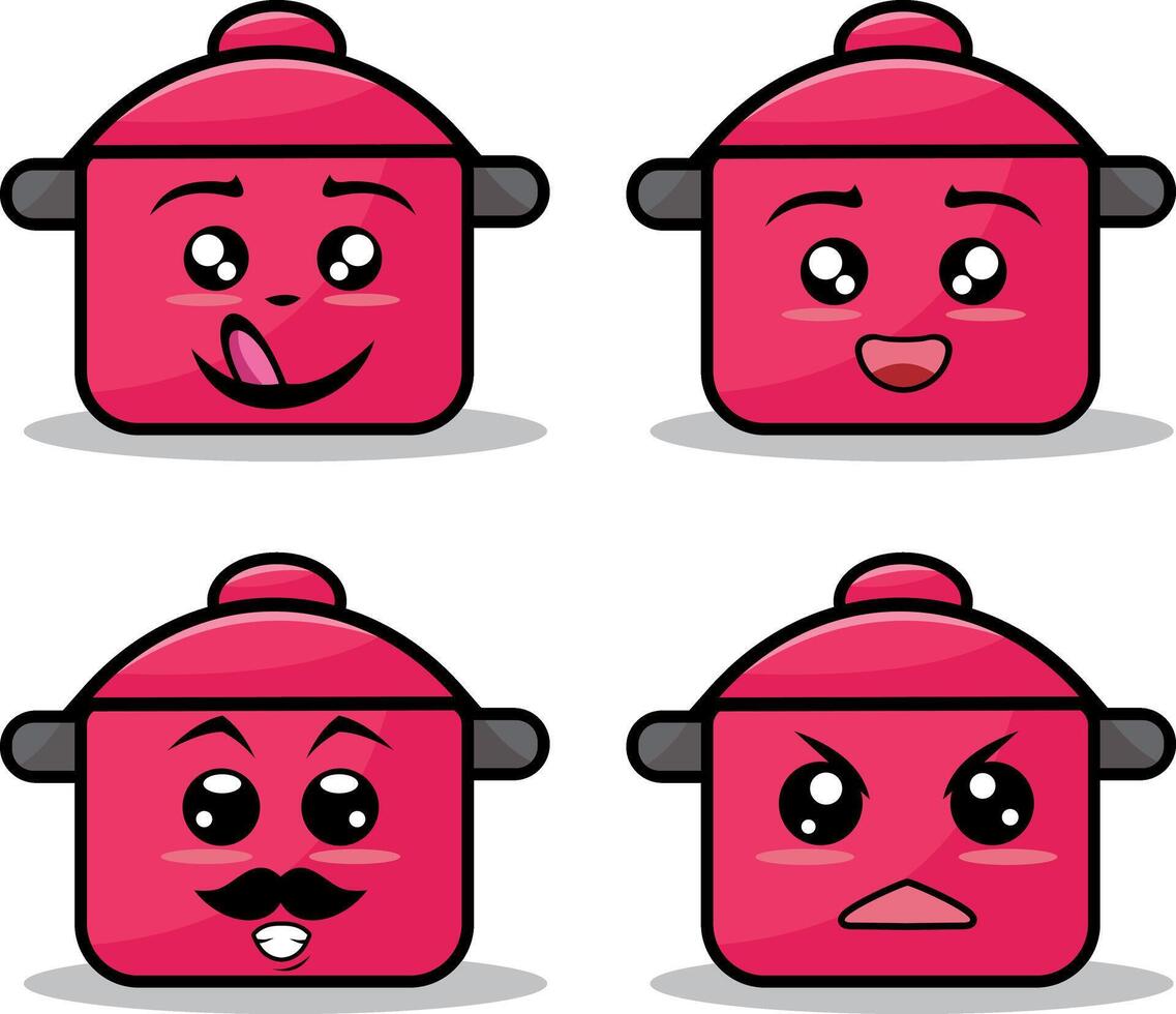 Collection of cute emoticon emoji. Doodle cartoon vector