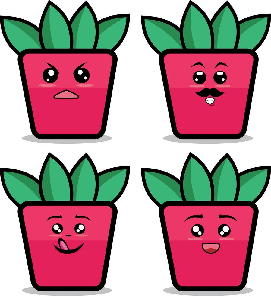 Collection of cute emoticon emoji. Doodle cartoon vector