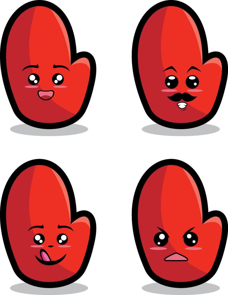 Collection of cute emoticon emoji. Doodle cartoon vector