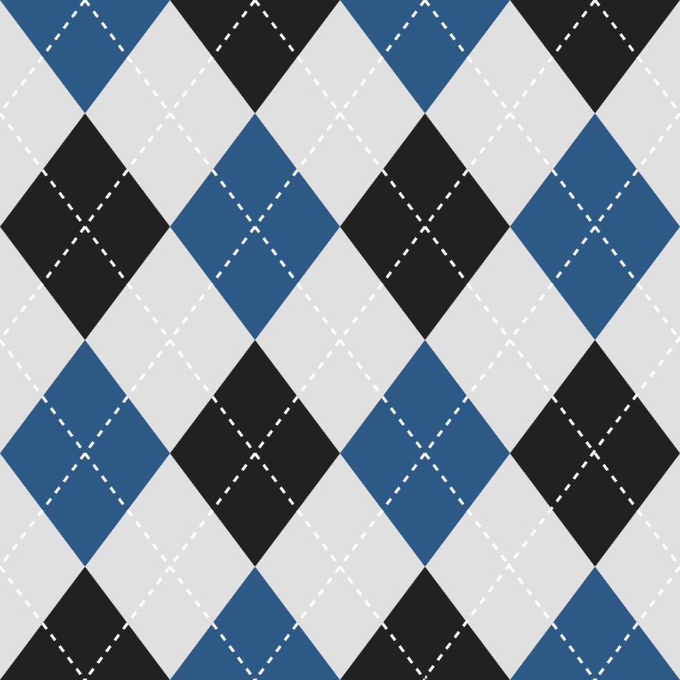 Navy blue and black argyle pattern. Argyle vector pattern. Argyle pattern. Geometric pattern for clothing, wrapping paper, backdrop, background, gift card, sweater.