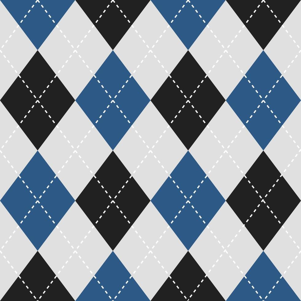 Navy blue and black argyle pattern. Argyle vector pattern. Argyle pattern. Geometric pattern for clothing, wrapping paper, backdrop, background, gift card, sweater.