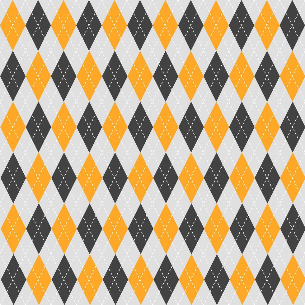 Orange and black argyle pattern. Argyle vector pattern. Argyle pattern. Seamless geometric pattern for clothing, wrapping paper, backdrop, background, gift card, sweater.