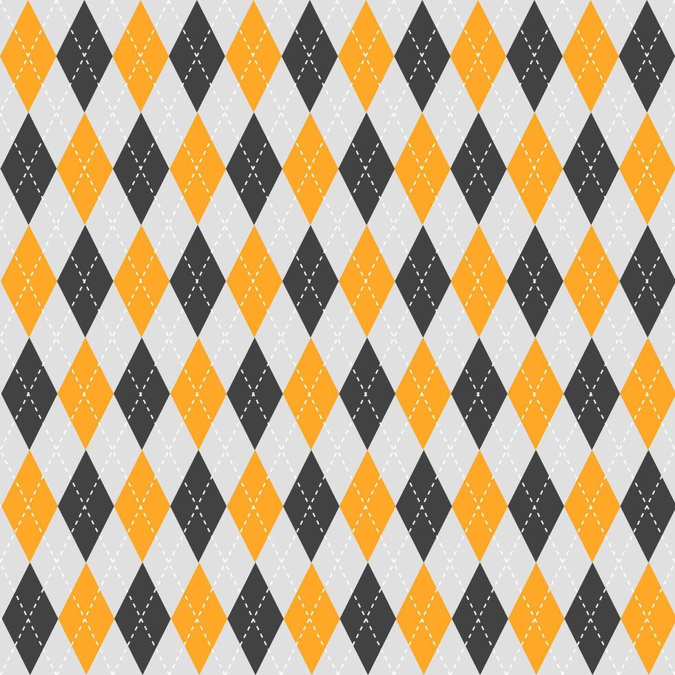 Orange and black argyle pattern. Argyle vector pattern. Argyle pattern. Seamless geometric pattern for clothing, wrapping paper, backdrop, background, gift card, sweater.