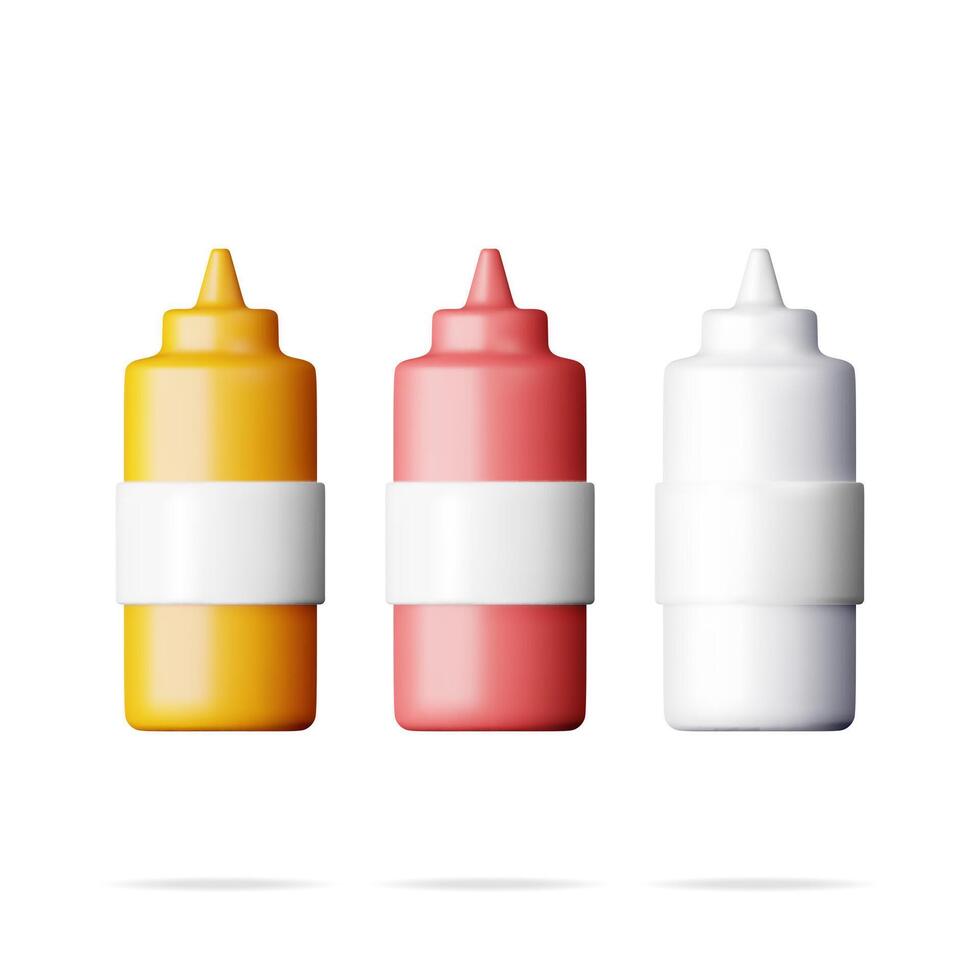 3d conjunto de blanco el plastico botellas para rápido comida vector