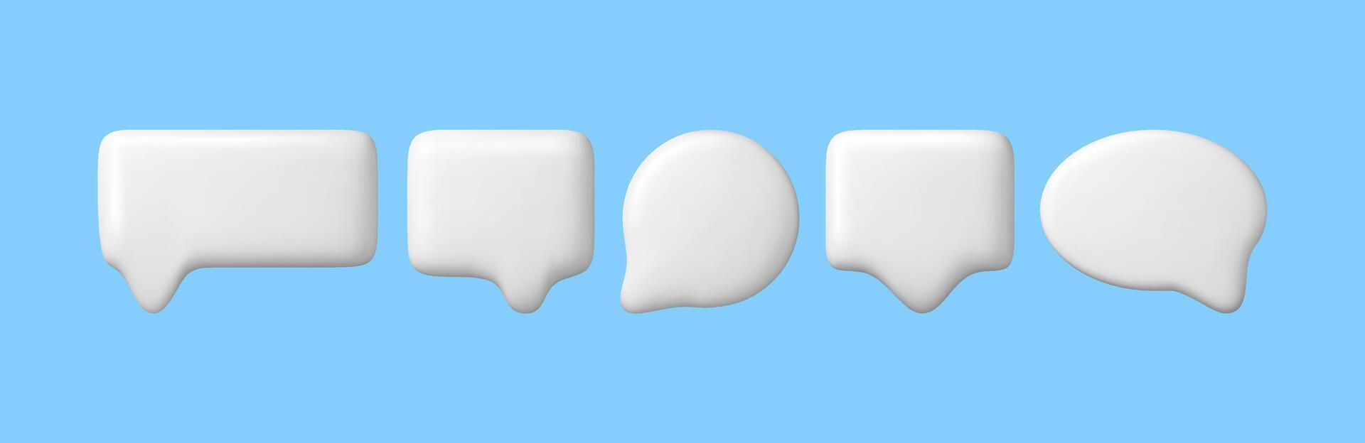 3D White Blank Speech Bubble Set vector