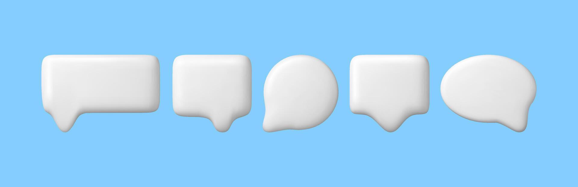 3d blanco blanco habla burbuja conjunto vector