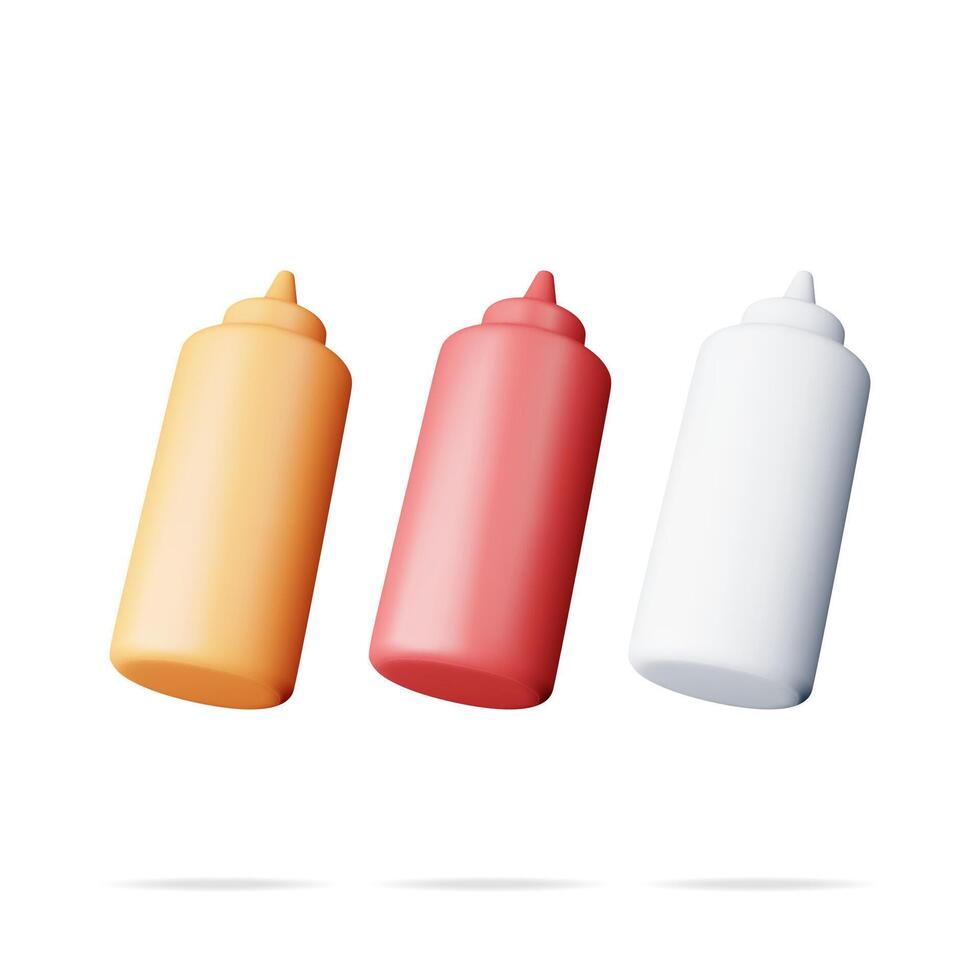 3D Set of Blank Plastic Bottles for Fast Food vector